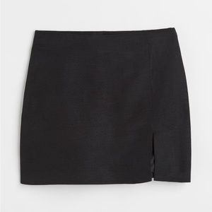 H&M Linen Black Slit Mini Skirt